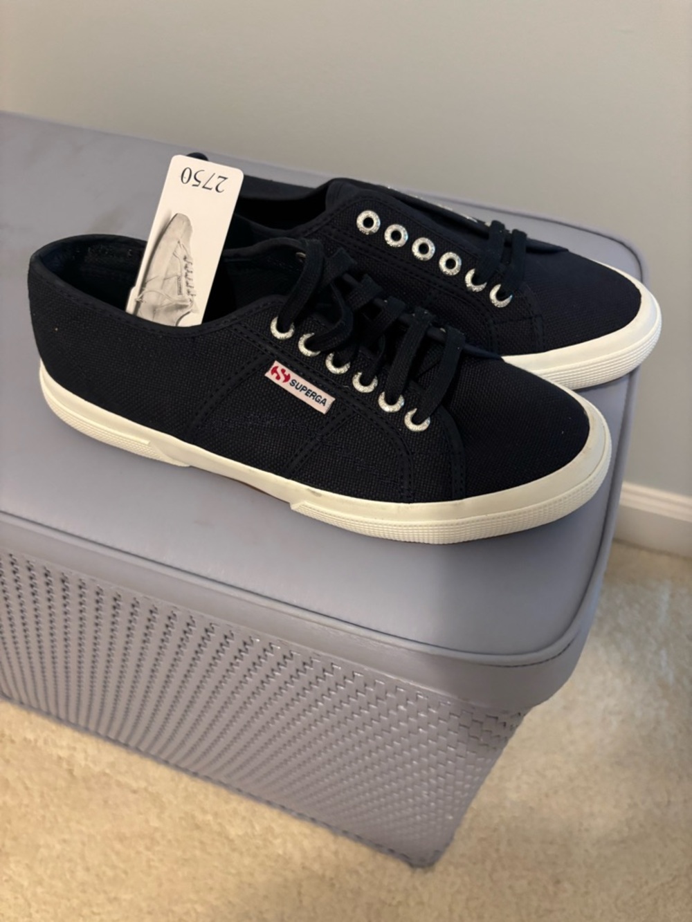 Superga Navy Canvas low-top Sneakers with White Sole
